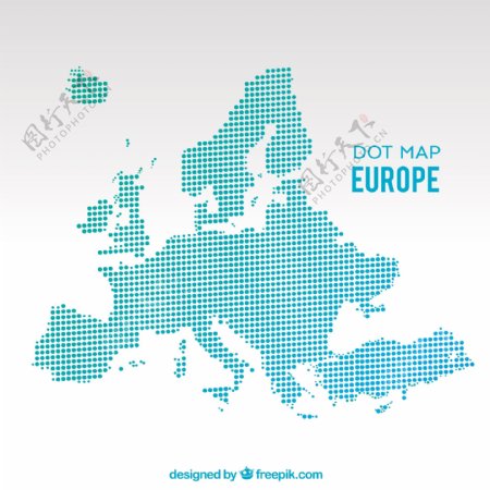 点状欧洲地图背景矢量素材