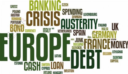欧洲债务危机词云背景矢量