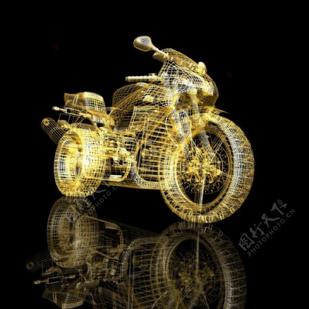 黄色线条摩托车图片