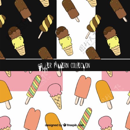 各种冰淇淋的夏季模式
