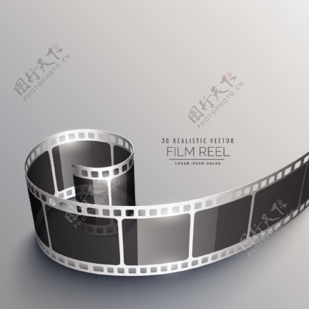 3D电影胶片卷轴背景矢量素材下载