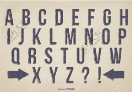 复古风格矢量字母