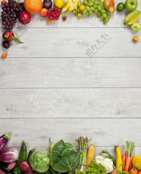 蔬菜水果木板背景