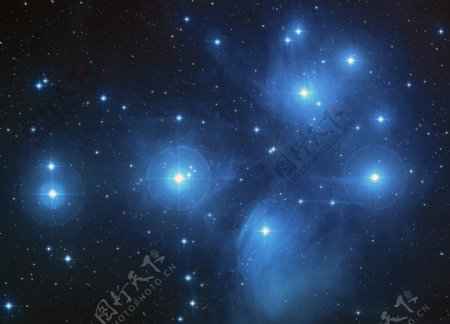 绚丽的昴星团背景图