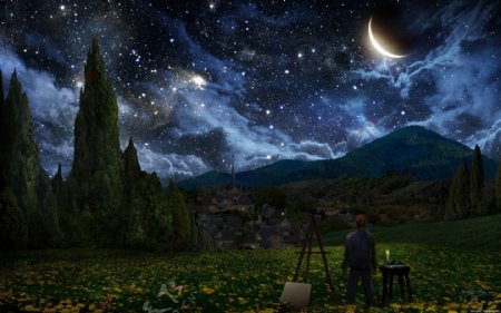 夜晚星空背景图片素材图风景