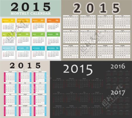 2015年全年月历