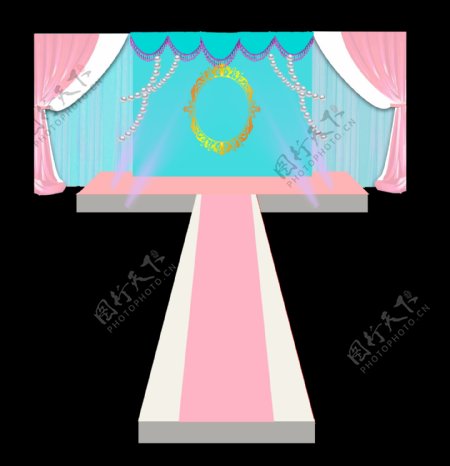 婚礼蓝粉色布幔背景