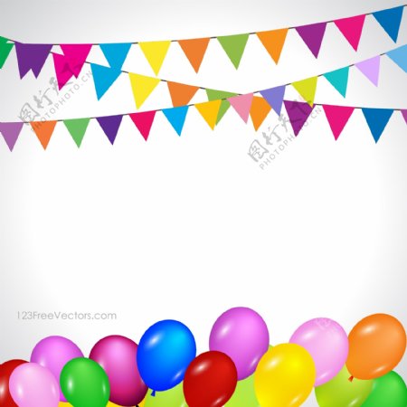 生日快乐的气球彩旗背景图像