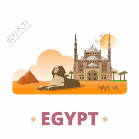 埃及建筑插画图片