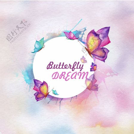 水彩风格的蝴蝶背景