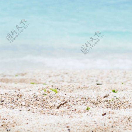 蓝色沙滩清淡背景