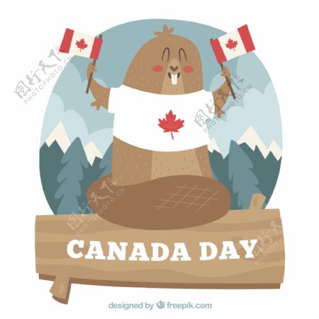 加拿大日背景与海狸