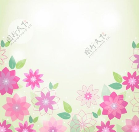 春季粉色花朵背景矢量素材下载