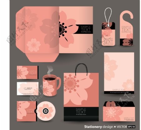 粉色樱花包装创意文化vi素材