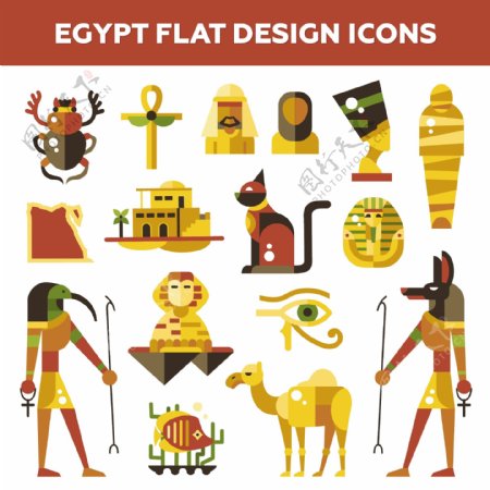 矢量埃及平面设计图标