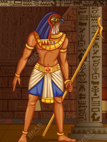 拿着权杖的埃及兽人矢量素材
