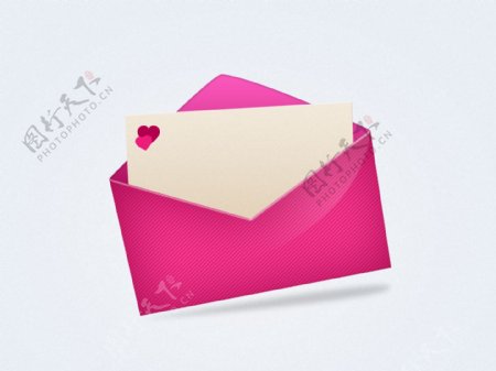 粉色爱心邮件邮箱icon图标设计