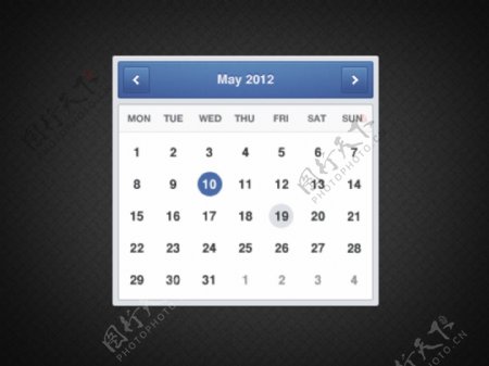 蓝色迷你网页手机日历素材设计