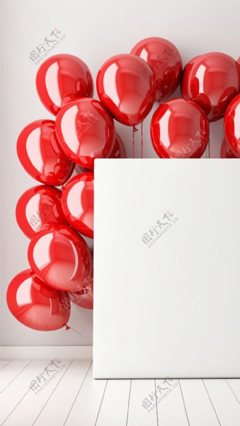 浪漫红色气球H5背景素材
