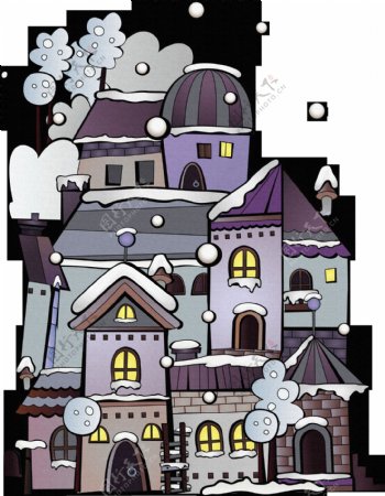 紫色卡通万圣节城堡
