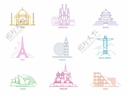 世界城市主题icon图标Sketch素材