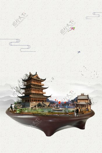 中国风宫殿建筑背景