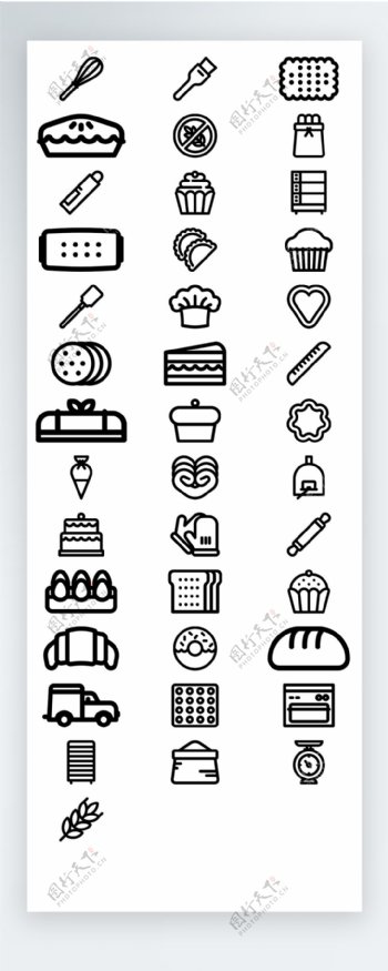 线性餐饮食物图标矢量AI素材icon