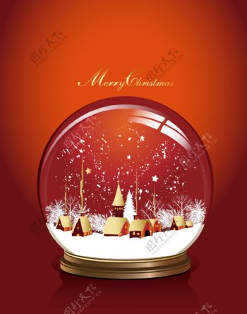 矢量质感水晶球圣诞节背景素材