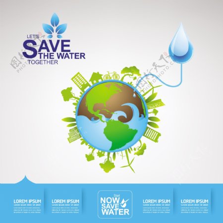 卡通地球保护水资源环境矢量素材