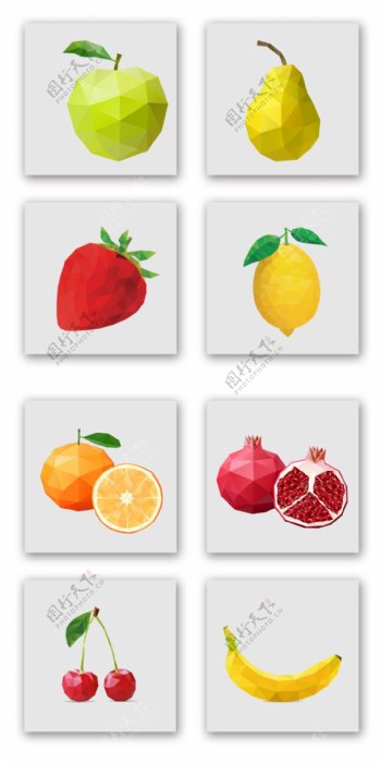 彩色几何水果装饰图案