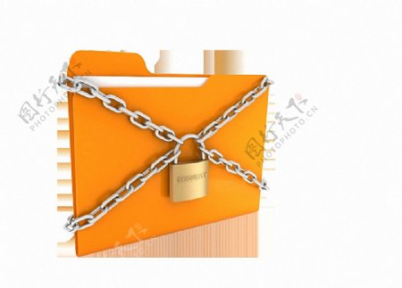 锁住的橙色文件夹免抠png透明素材