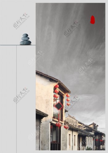 中国风复古建筑背景