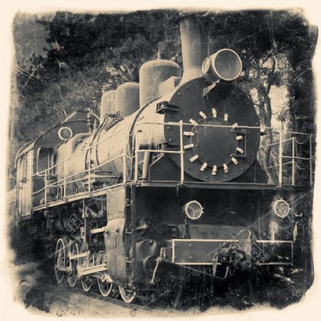 老式火车黑白照片