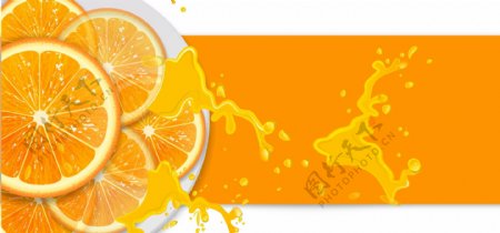 矢量卡通清新水果橙子盘子橘色海报背景