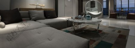 简约现代客厅沙发实景图