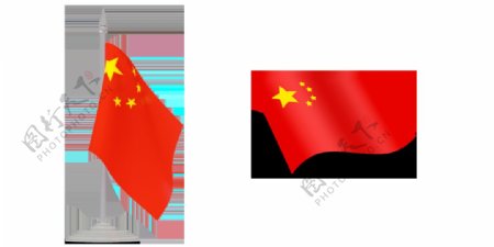 两个中国国旗免抠png透明图层素材