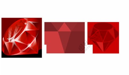 三颗红宝石免抠png透明图层素材
