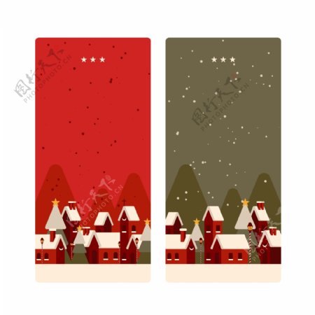 红房子圣诞节海报背景模板