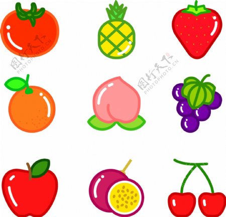 各种水果简笔画图标