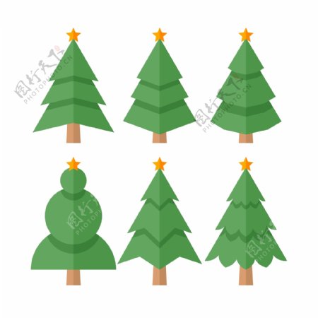 扁平风格卡通圣诞树免抠psd透明素材