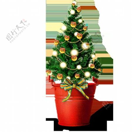 精美盆栽圣诞树透明元素