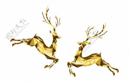 金色麋鹿圣诞装饰素材