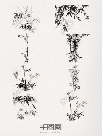 黑色手绘竹叶装饰图案