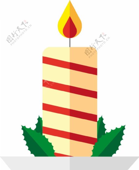 卡通圣诞条纹蜡烛PNG元素