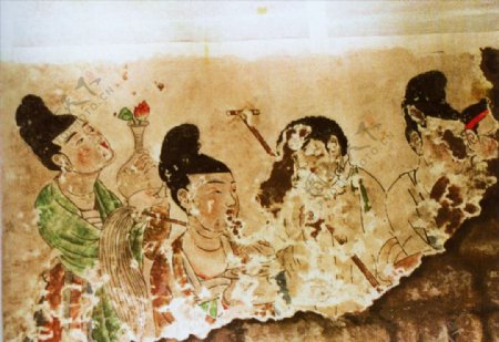 长乐公主墓陵墓壁画仕女图