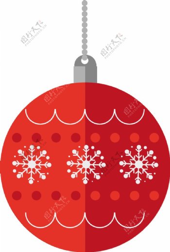 卡通圣诞节红色装饰吊球PNG元素