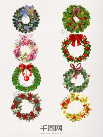 圣诞植物花环装饰元素