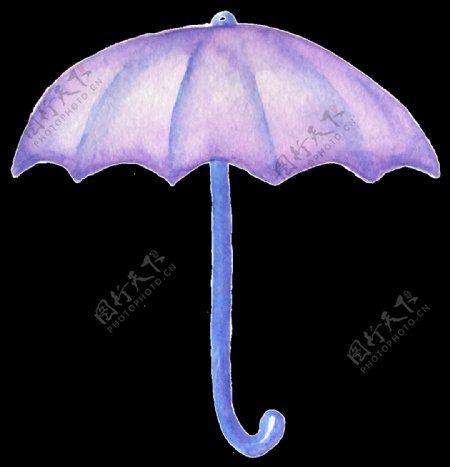 紫蓝雨伞透明装饰素材
