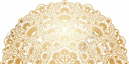 弧形金色花卉透明素材