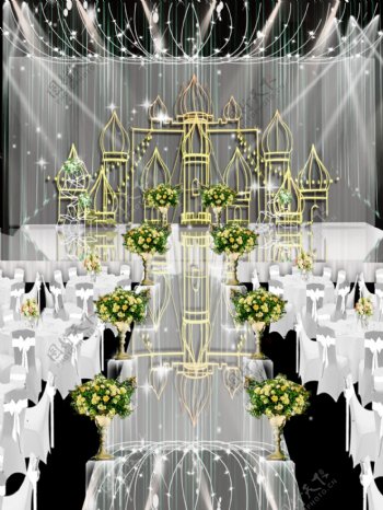 梦幻城堡彩灯高雅婚礼设计效果图